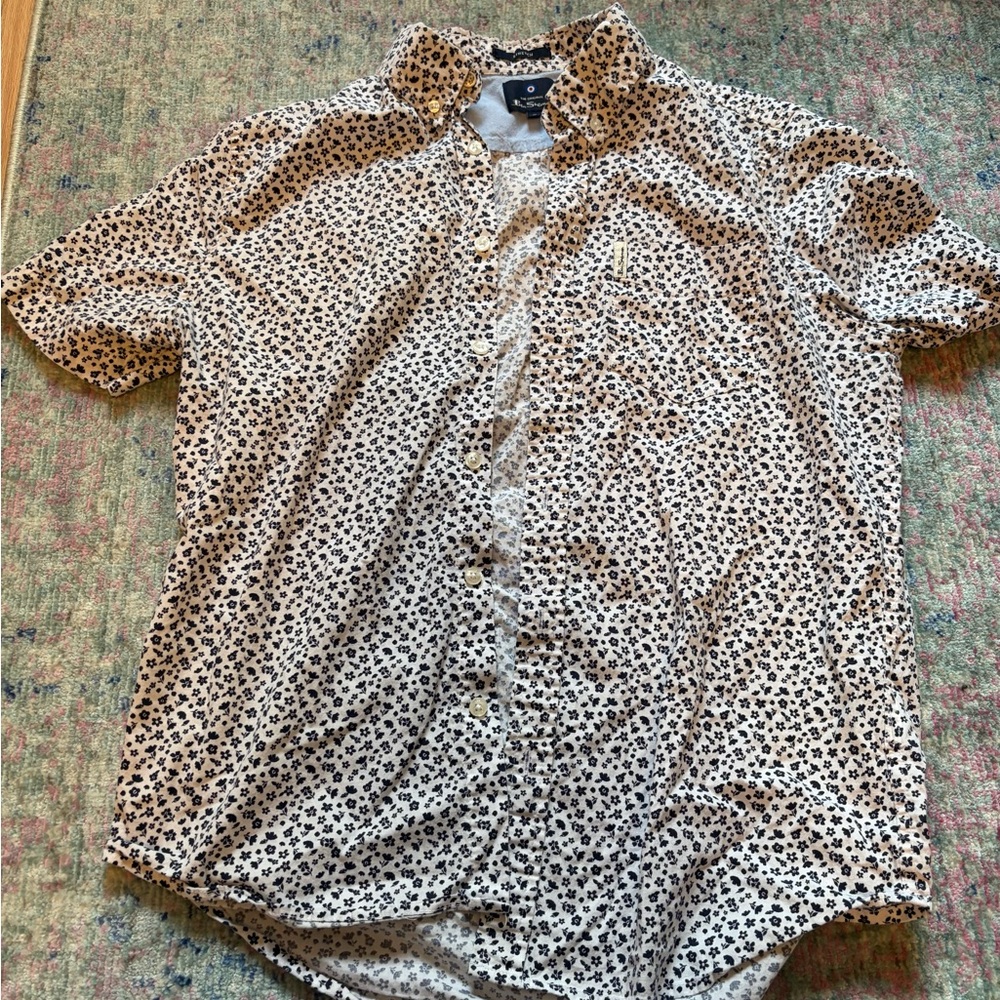 Ben Sherman Men's Black and White Patterned Shirt